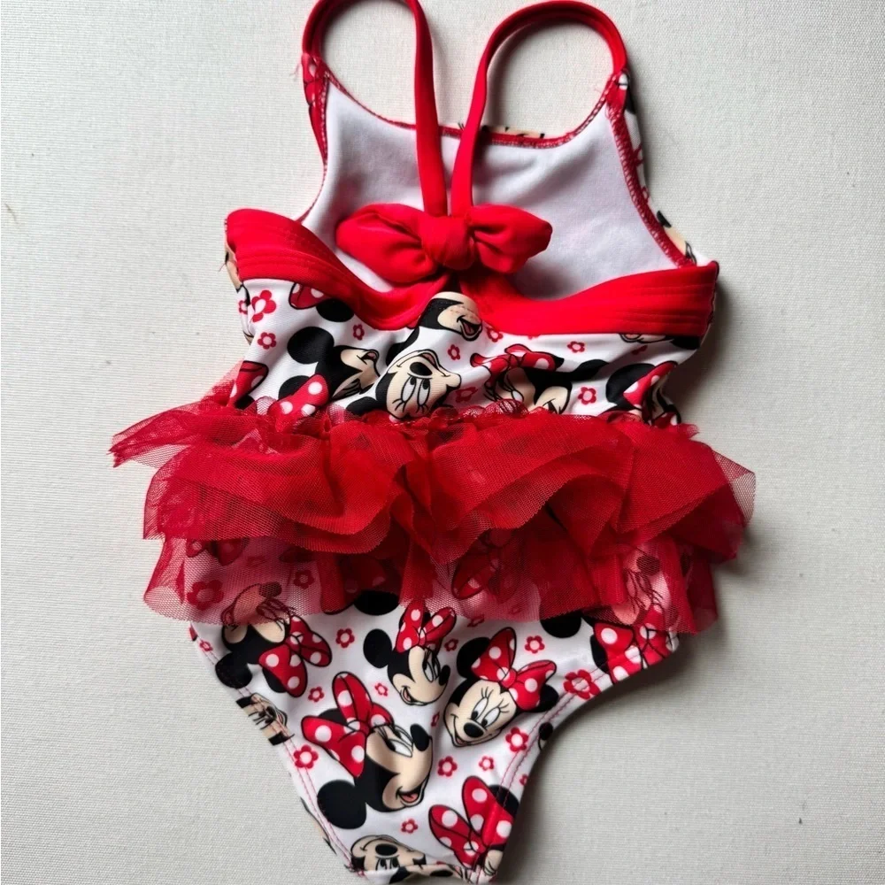 Disney Red and White Minnie Mouse Baby girl Swimsuit size 12 months